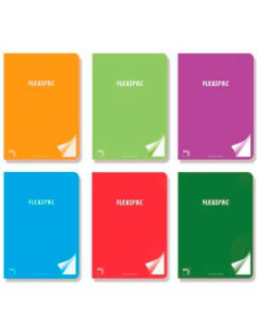 PACSA LIBRETA FLEXIPAC 48H A4 90GR PAUTA 35CM TAPAS PP PACK 6 UD COLORES SURTIDOS