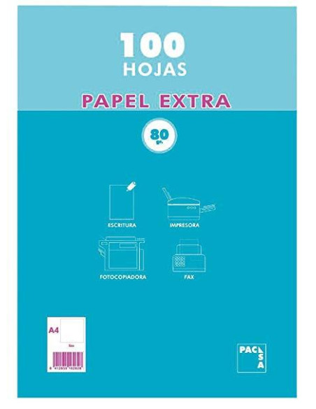 PACSA PAQUETE PAPEL EXTRA 100H A4 80GR LISO SIN TALADROS RETRACTILADO BLANCO