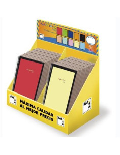 PACSA CUADERNO PLASTIPAC SERIE LUX 80H FOLIO 100GR 4X4MM EXPOSITOR 40 UD TAPA PP CSURTIDOS VIVOSPASTEL