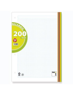 PACSA RECAMBIO 200H A4 90GR 5X5  GRECA 4 TALADROS 5 BANDAS COLORES