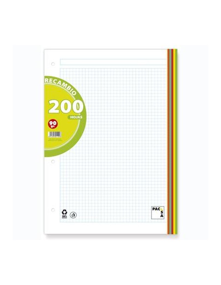 PACSA RECAMBIO 200H A4 90GR 5X5  GRECA 4 TALADROS 5 BANDAS COLORES