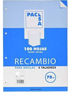 PACSA RECAMBIO 100H A5 70GR 4X4MM 4 TALADROS PAPEL EXTRA