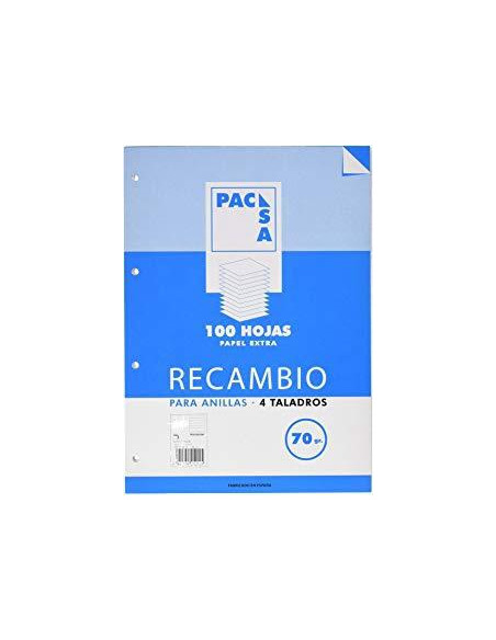 RECAMBIO PACSA A5 100h 70g 4 TALADROS CUADRICULA 4x4