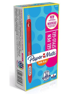 PAPER MATE INKJOY GEL BRILLANTE BOLÍGRAFO RETRÁCTIL PUNTA MEDIA ROJO CAJA -12U-