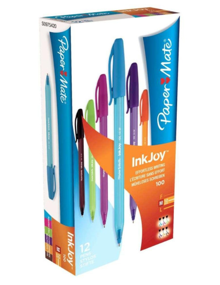 CAJA 12 BOLÍGRAFOS PAPER MATE INKJOY 100