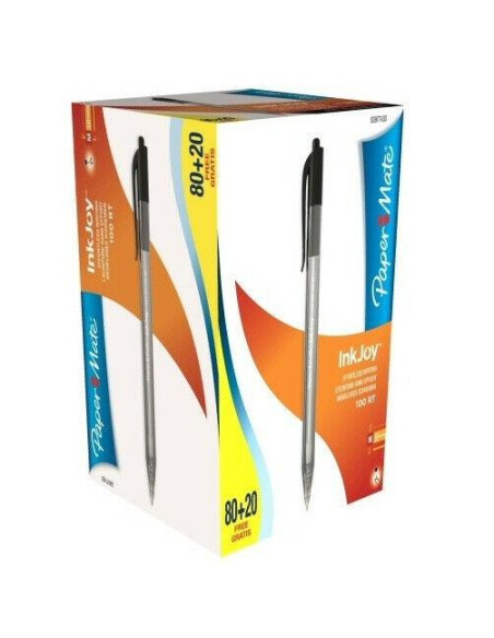 PAPER MATE INKJOY 100 BOLÍGRAFO RETRÁCTIL TRIANGULAR NEGRO CAJA DE 8020