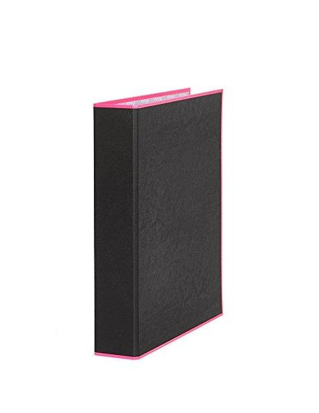 PARDO CARPETA ANILLAS 2X25MM A4 FORRADO NEGRO SOFT CON BORDE NEON ROSA