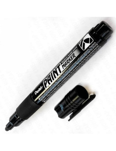 PENTEL PAINT MARKER MARCADOR PERMANENTE PUNTA CONICA NEGRO -12U-