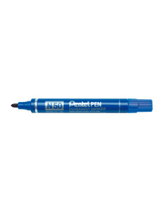 PENTEL PEN N50-BE MARCADOR PERMANENTE CUERPO ALUMINIO AZUL Y PUNTA MEDIA CONICA -12U-