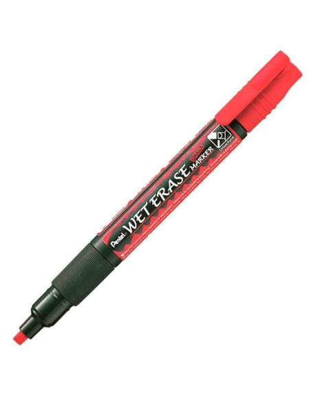 PENTEL MARCADOR DE TIZA LÍQUIDA WET ERASE ROJO CAJA 12 UD