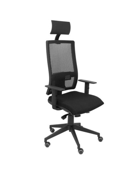 PIQUERAS Y CRESPO SILLA HORMA GIRATORIA SINCRO BRAZOSR RUEDAS DE PARQUÉ RESPALDO MALLA ASIENTO TAPIZADO BALI NEGRO