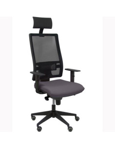 PIQUERAS Y CRESPO SILLA HORMA GIRATORIA SINCRO BRAZOSR RUEDAS DE PARQUÉ RESPALDO MALLA ASIENTO TAPIZADO BALI GRIS