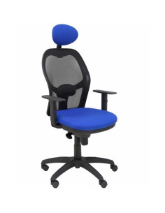 PIQUERAS Y CRESPO SILLA JORQUERA BRAZOS REGULABLES CABECERO FIJO MALLA NEGRA ASIENTO BALI AZUL