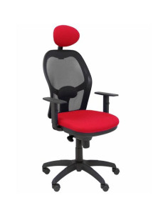 PIQUERAS Y CRESPO SILLA JORQUERA BRAZOS REGULABLES CABECERO FIJO MALLA NEGRA ASIENTO BALI ROJO