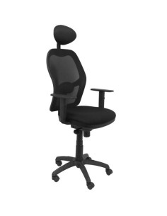 PIQUERAS Y CRESPO SILLA JORQUERA BRAZOS REGULABLES CABECERO FIJO MALLA NEGRA ASIENTO BALI NEGRO