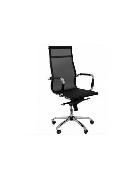 PIQUERAS Y CRESPO SILLÓN BARRAX BASCULANTE REGULABLEA BRAZOSF RUEDAS DE GOMA MALLA NAILON NEGRO