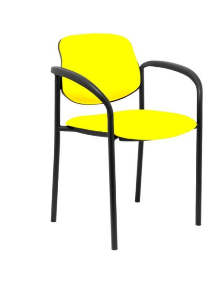 SILLA PIQUERAS Y CRESPO VILLALGORDO CONFIDENTE BRAZOS FIJOS CHASIS NEGRO ASIENTO Y RESPALDO TAPIZADOS SIMILPIEL AMARILLO