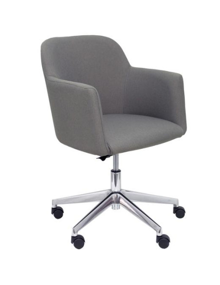 SILLON PIQUERAS Y CRESPO ATHENEA CONFIDENTE MECANISMO GIRATORIO CON ELEVACION EN ALTURA BASE CROMADA Y TAPIZADO ERA GRIS