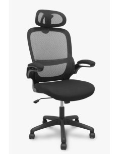 PIQUERAS Y CRESPO SILLA PRO525 GIRATORIA BASCULANTE CCABECERO BRAZOS ABATIBLES APOYO LUMBAR FIJO ASIENTO TAPIZADO NEGRO