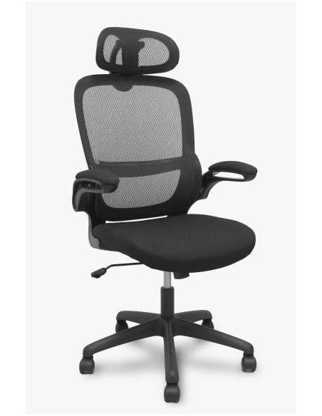 PIQUERAS Y CRESPO SILLA PRO525 GIRATORIA BASCULANTE CCABECERO BRAZOS ABATIBLES APOYO LUMBAR FIJO ASIENTO TAPIZADO NEGRO
