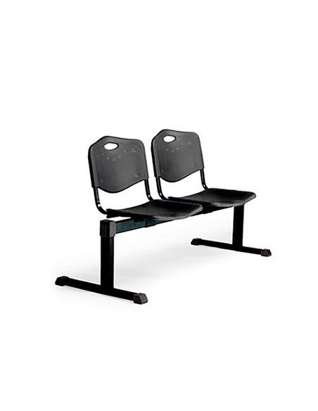 PIQUERAS Y CRESPO BANCADA ISO 2 PLAZAS ASIENTO Y RESPALDO PVC NEGRO