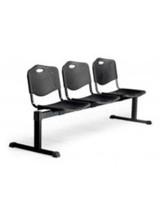 PIQUERAS Y CRESPO BANCADA ISO 3 PLAZAS ASIENTO Y RESPALDO PVC NEGRO