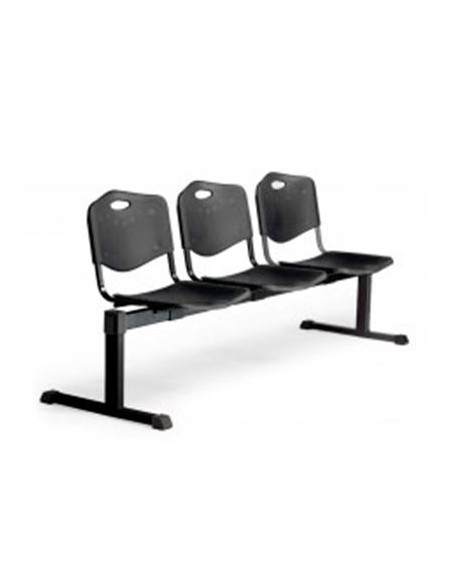 PIQUERAS Y CRESPO BANCADA ISO 3 PLAZAS ASIENTO Y RESPALDO PVC NEGRO
