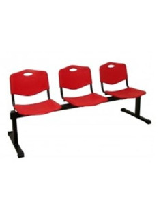 PIQUERAS Y CRESPO BANCADA ISO 3 PLAZAS ASIENTO Y RESPALDO PVC ROJO