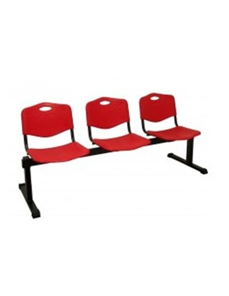 PIQUERAS Y CRESPO BANCADA ISO 3 PLAZAS ASIENTO Y RESPALDO PVC ROJO
