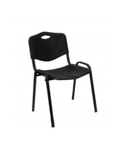PIQUERAS Y CRESPO PACK DE 2 SILLAS FIJAS APILABLES ISO ASIENTO Y RESPALDO PVC NEGRO