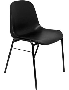 PIQUERAS Y CRESPO PACK DE 4 SILLAS FIJAS APILABLES BETA ASIENTO Y RESPALDO PVC NEGRO