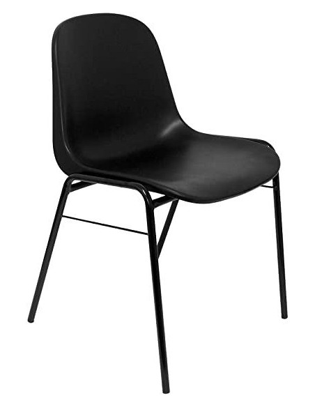 PIQUERAS Y CRESPO PACK DE 4 SILLAS FIJAS APILABLES BETA ASIENTO Y RESPALDO PVC NEGRO
