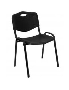 PIQUERAS Y CRESPO PACK DE 4 SILLAS FIJAS APILABLES ISO ASIENTO Y RESPALDO PVC NEGRO