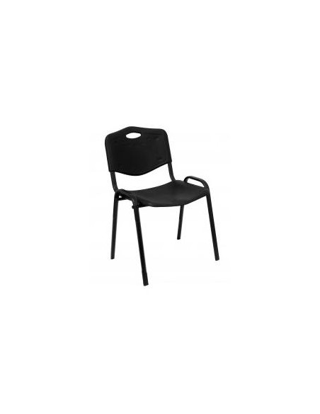 PIQUERAS Y CRESPO PACK DE 4 SILLAS FIJAS APILABLES ISO ASIENTO Y RESPALDO PVC NEGRO