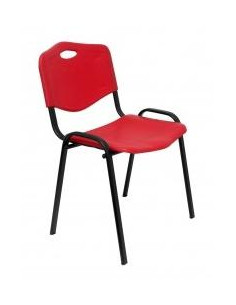 PIQUERAS Y CRESPO PACK DE 4 SILLAS FIJAS APILABLES ISO ASIENTO Y RESPALDO PVC ROJO