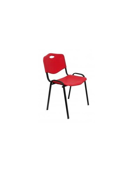 PIQUERAS Y CRESPO PACK DE 4 SILLAS FIJAS APILABLES ISO ASIENTO Y RESPALDO PVC ROJO
