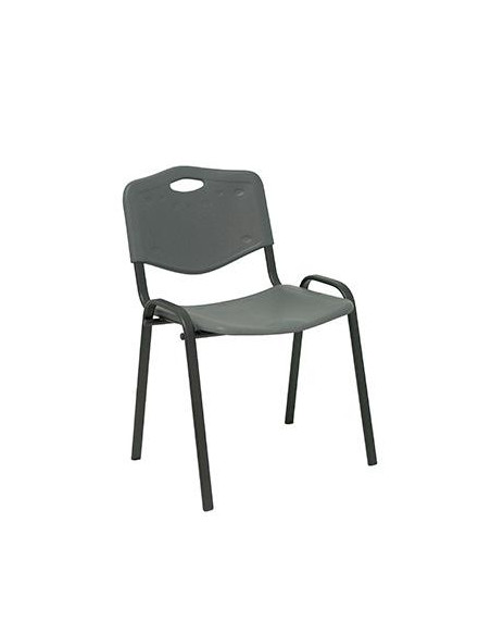 PIQUERAS Y CRESPO PACK DE 4 SILLAS FIJAS APILABLES ISO ASIENTO Y RESPALDO PVC GRIS
