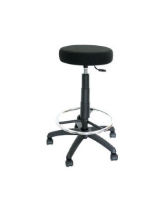 PIQUERAS Y CRESPO TABURETE TOLOSA GIRATORIO REGULABLE CON ARO REPOSAPIÉS TAPIZADO ARAN NEGRO