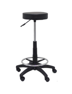 PIQUERAS Y CRESPO TABURETE TOLOSA GIRATORIO REGULABLE CON ARO REPOSAPIÉS TAPIZADO SIMILPIEL NEGRO