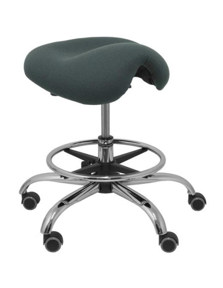 TABURETE PIQUERAS Y CRESPO ALATOZ GIRATORIO REGULABLE EN ALTURA REPOSAPIES CROMADO ASIENTO TAPIZADO BALI GRIS OSCURO