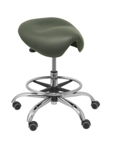 PIQUERAS Y CRESPO TABURETE ALATOZ GIRATORIO ANATÓMICO BASE CROMADA TAPIZADO SIMILPIEL GRIS OSCURO