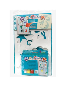 PLAYCOLOR PACK WINDOW 6 TÉMPERAS SÓLIDAS COLORS ONE  PLANTILLAS PARA DECORACIÓN