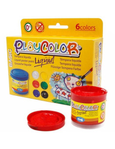 PLAYCOLOR SET 6 BOTES TÉMPERA LÍQUIDA BÁSIC 40ML CSURTIDOS