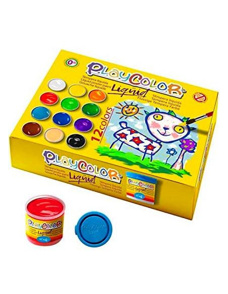 PLAYCOLOR SET 12 BOTES TÉMPERA LÍQUIDA BÁSIC 40ML CSURTIDOS