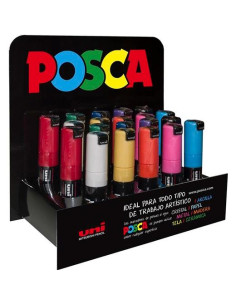 POSCA MARCADOR  PC-8K20P NO PERMANENTE PUNTA BISELADA 80MM COLORES SURTIDOS -EXPOSITOR 20U-