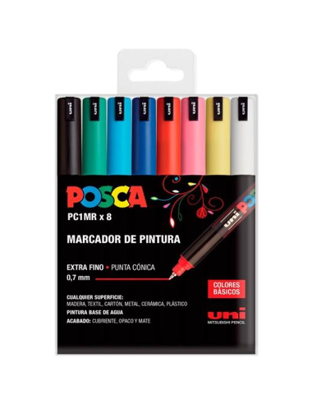 MARCADOR TOPACA NO PERM UNI POSCA 07 PC-1MR BASIC ESTUCHE de 8
