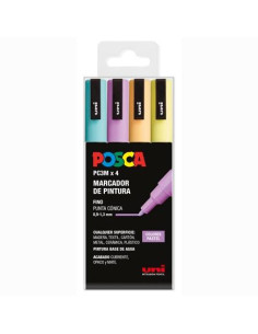 POSCA MARCADOR  PC-3M4C NO PERMANENTE PUNTA FINA 09MM-13MM COLORES SURTIDOS PASTEL -4U-