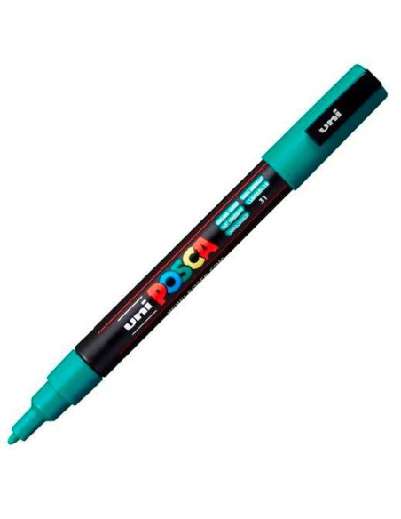 POSCA MARCADOR  PC-3M PUNTA CÓNICA 09 - 13 MM VERDE ESMERALDA
