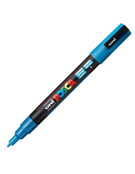 POSCA MARCADOR  PC-3ML PUNTA CÓNICA 09 - 13 MM AZUL CLARO PURPURINA
