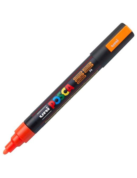 POSCA MARCADOR  PC-5M  NO PERMANENTE PUNTA FORMA DE BALA 18 - 25 MM FLUOR NARANJA